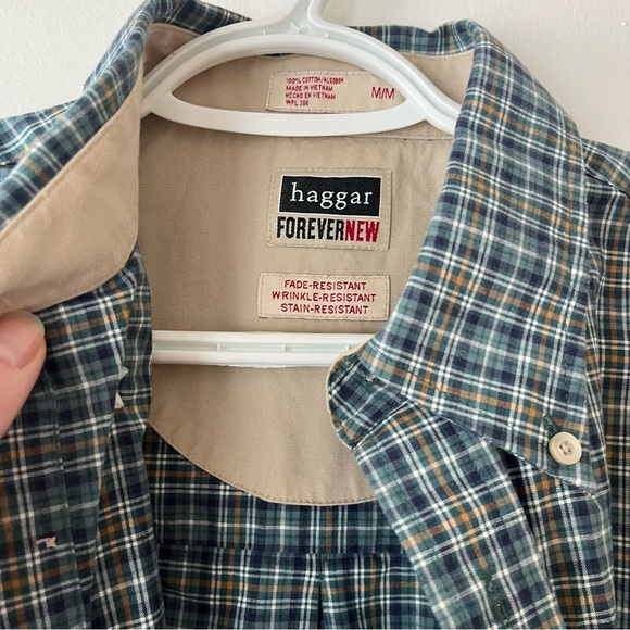 Lot of two Haggar forever new long sleeve plaid flannel button up shirts medium - Picture 3 of 16